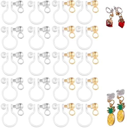 20pcs Clip auf Ohrring-Konverter U-Typ-Clip auf dem Ohrring-Konverter-Kit Nicht-Pierced Gold, Silber Plastikclip an Ohrringen für Schmuckzubehör DIY Craft, Clip on Ohrring Converter von LDJFCCA