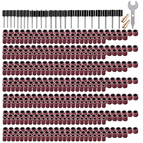 Schleifenschleifer schleifen Schleiferbandhülsen mit Drum -Muskelschlüssel 80 120 150 240 320 400 600 Körnung für Bohrer 531pcs Drum Sanderärmen von LDJFCCA