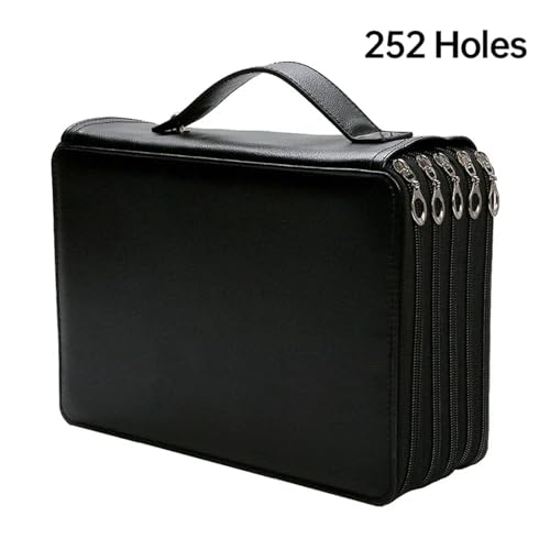 Aufbewahrungsbox für Markierungsstifte 1PSC 200/252 Loch Farbe Bleistift Fall Marker Halter Große Kapazität Stoßfest Künstlerische Büro Schule Liefert Student Schreibwaren Tasche für Büro(Black,Large) von LDLAXM