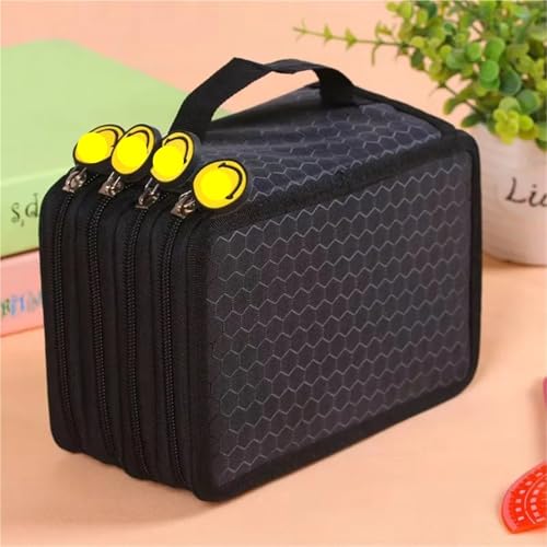 Aufbewahrungsbox für Markierungsstifte 1PSC Männer und Frauen Pinsel Färbung Federmäppchen Briefpapier Box 72-loch Vier-schicht Anti-fallen Kunst Nail art Federmäppchen für Büro(Black) von LDLAXM