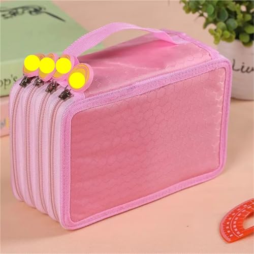 Aufbewahrungsbox für Markierungsstifte 1PSC Männer und Frauen Pinsel Färbung Federmäppchen Briefpapier Box 72-loch Vier-schicht Anti-fallen Kunst Nail art Federmäppchen für Büro(Dark Pink) von LDLAXM