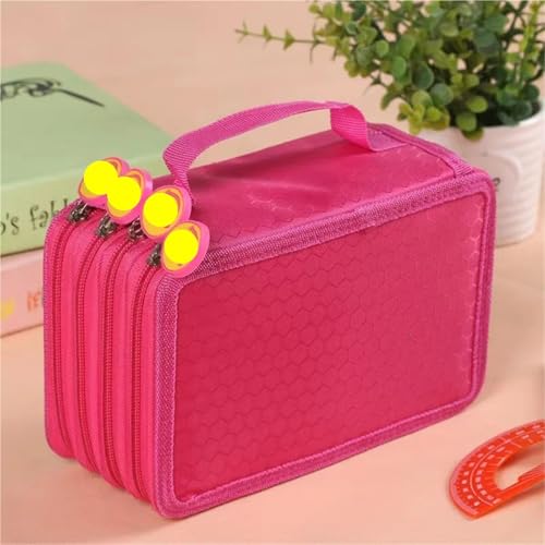 Aufbewahrungsbox für Markierungsstifte 1PSC Männer und Frauen Pinsel Färbung Federmäppchen Briefpapier Box 72-loch Vier-schicht Anti-fallen Kunst Nail art Federmäppchen für Büro(Light Pink) von LDLAXM