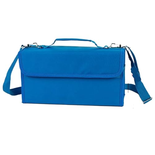 Aufbewahrungsbox für Markierungsstifte Marker Skizze Stift Tasche Tragbare Student Outdoor 80 Löcher Organizer Leinwand Handgemachte Zeichnung Große Kapazität Pinsel Tasche für Büro(Blue) von LDLAXM