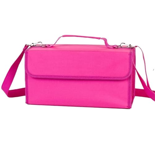 Aufbewahrungsbox für Markierungsstifte Marker Skizze Stift Tasche Tragbare Student Outdoor 80 Löcher Organizer Leinwand Handgemachte Zeichnung Große Kapazität Pinsel Tasche für Büro(Pink) von LDLAXM