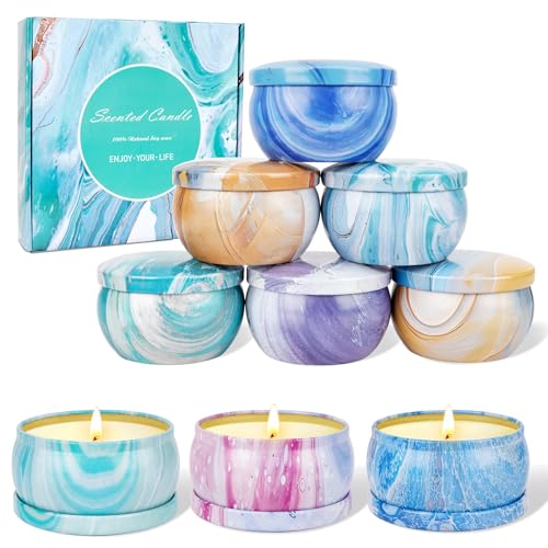 Duftkerze Geschenkset, 9 Stück Candles Blumenduft mit Sojawachs in Dosen zum Stressabbau, Kleine Duftkerzen Set Kerzen Deko, Natürliches Kerzendocht Duftkerze Damen Weihnachten Duftk Geschenke von LDUMODUW