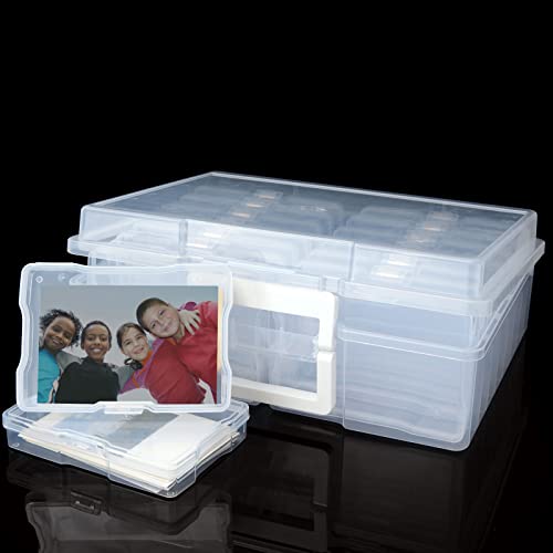 LDXDRU Foto Aufbewahrungsbox, 38 x 30,5 cm Fotobox Fotoaufbewarungsbox Fotoboxen Aufbewahrung Foto Storage Box aus Kunststoff, 16 Innere Fotofächer, für Puzzle, Saatgut, Karten, Bastelzeug, Aufkleber von LDXDRU