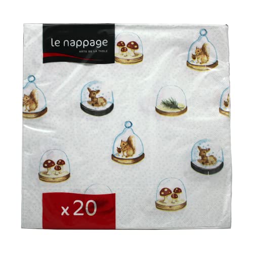 20 Servietten, Schneekugel, Watte, 3-lagig, 40 x 40 cm von Le Nappage