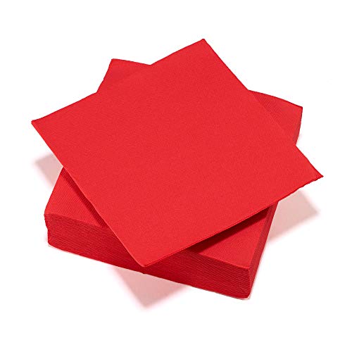 Le Nappage Papierservietten, Tex-Touch, Rot, FSC®-zertifiziert, 40 Servietten, groß, 38 x 38 cm, Rot von Le Nappage