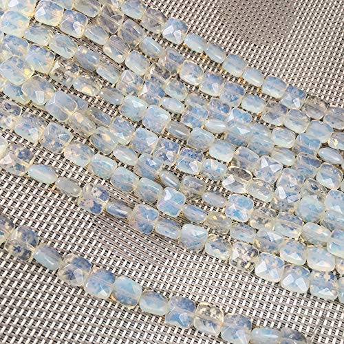 Naturstein-Perlen, quadratisch, facettiert, Opal, Edelstein, lose Perlen für Schmuckherstellung, 2 Stränge, 20,1 cm von LE SKY