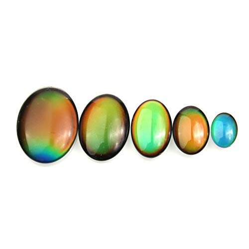 Ovale Cabochon-Perlen, wechselnde Farbe, Stimmungsanhänger, Glas, lose Perlen, kein Loch, für Schmuckherstellung, Ornamente, 10 Stück von LE SKY