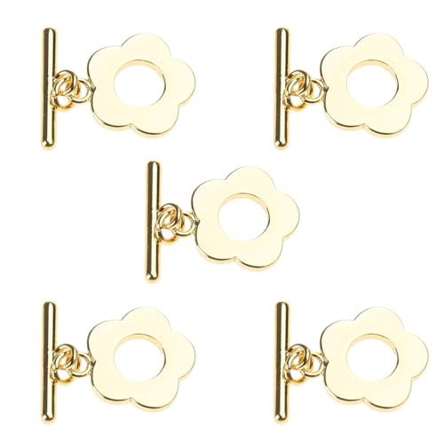 5 Sets Knebelverschlüsse für Schmuck, T-Steg-Verschlüsse, Blumen-Halsketten-Verschlüsse für Halskette, Schmuckherstellung 5 Sets Knebelverschlüsse für Schmuck, T-Steg-Verschlüsse, Blumen-Halsketten-Verschlüsse für Halskette, Schmuckherstellung von LEADSDGE