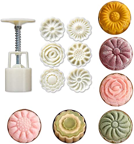 LEAMALLS 7 stück Ausstechformen Mooncake form manuelle Press Cookies Mould mit Blumen Backen Torten Fondant Backzubehör Modellierwerkzeug Backformsets Dekorationswerkzeuge von LEAMALLS