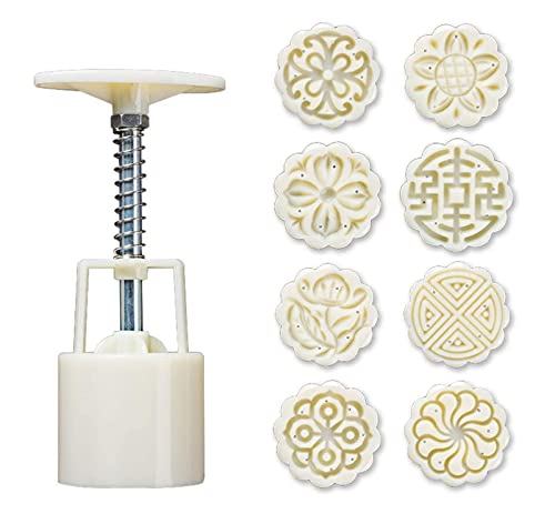 LEAMALLS 9 stück Ausstechformen Mooncake form manuelle Press Cookies Mould mit Blumen Backen Torten Fondant Backzubehör Modellierwerkzeug Backformsets Dekorationswerkzeuge von LEAMALLS