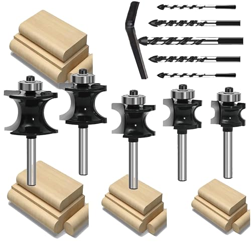 Leatbuy YL01 Fräser-Bit-Set, 1,27 cm Schaft, rund über erhöhte Paneele, Schranktür, Ogee-Schienen-Stile, Fräser-Bits, Holzbearbeitung, Holzschneider, Holzkarbid-Rillen-Zungenfräswerkzeug (YL01) von LEATBUY-TECH