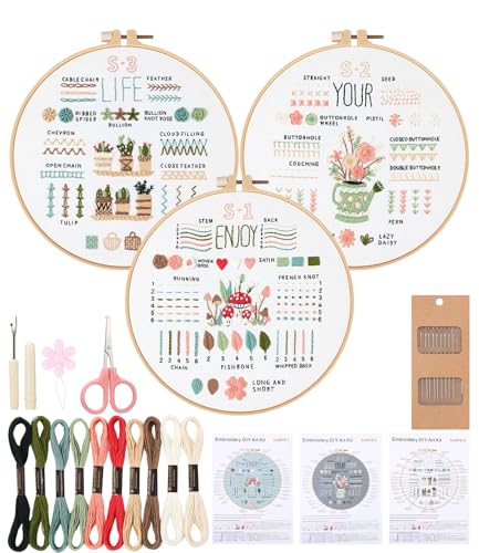 LEAZZLE Sticken Set Erwachsene Stickset,Blumenmuster Pflanzen Stickset für Anfänger Embroidery Kit Stickerei Set,Kreuzstich-Set mit Farbfäden und Werkzeugen,Kreuzstich Set,Weihnachten,Partygeschenke von LEAZZLE