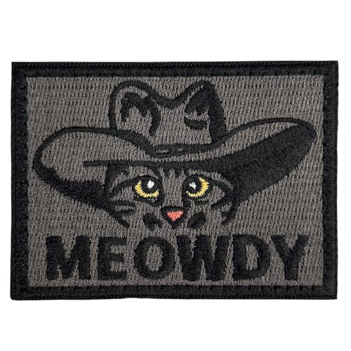 Lustiger Aufnäher mit Klettverschluss, bestickt, 5,6 x 7,6 cm, Meowdy Cowboy, Katze, niedliches Tier, DIY, Meme, taktische Klett-Patches für Rucksäcke, Militäruniformen, Armee-Westen, Jacken, Jeans, von LEBEIGHT