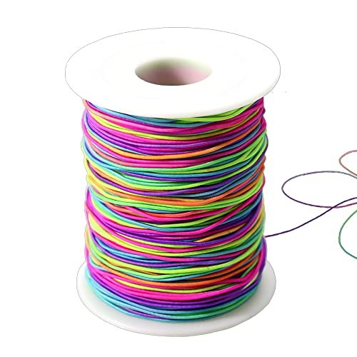 LEBENSFROH Elastische Schnur Regenbogen 1mm Perlenschnur 100m DIY Handwerk Gummiband Bastelnschnur Beading Cord String Faden zum Auffädeln Kinder Schmuckherstellung Faden für Armbänder Haarband(Bunt) von LEBENSFROH