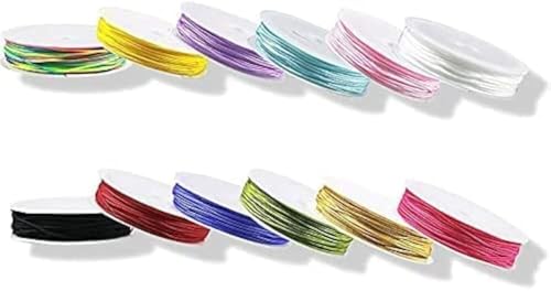 12pcs Nylonfaden Nylonschnur Polyesterfaden Baumwollschnur Bunte Schnur Faden 0.8MM * 10M für DIY Armband Halskette Schmuck Handwerk Bastel von LEBENSWERT