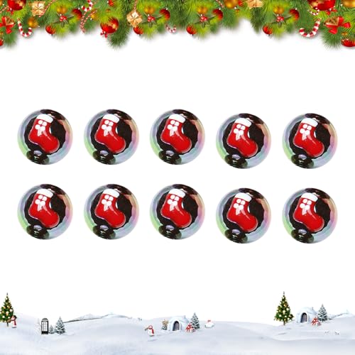 10 Stück Weihnachtsperlen Handbemalte Perlen 1,6 cm Schneeflocke Weihnachten Perlen Natürliche Rund Perle für Weihnachten Party Dekoration DIY Acrylperlen Armband Schmuckherstellung (Rot) von LEBKFT