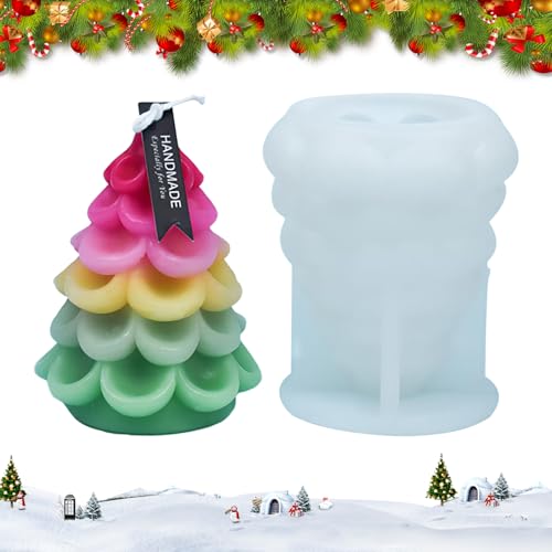 3D Weihnachtsbaum Kerze Form Halloween Simulation Weihnachtsbaum Silikonformen Weihnachten Herz formen Epoxidharz Schimmel für Kuchen Backen Party DIY Handwerk Tischdekorationen (Wassertropfen) von LEBKFT