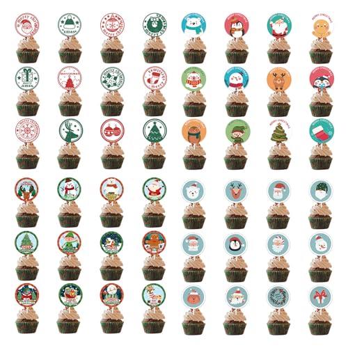 48 Stücke Weihnachten Cupcake Toppers Weihnachten Kuchendeko Weihnachtsfeier Urlaub Liefert für Weihnachten Christmas Lagerhalter Küchenzubehör Hochzeitsfeier Lebensmitteldekoration von LEBKFT