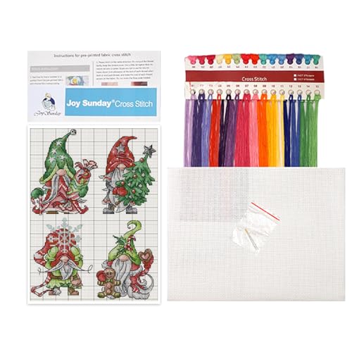 LEBKFT Kreuzstich Stickpackungen Weihnachtsmann Weihnachten Bilder Vorlagen Stickerei Set Zählmuster Starter Sets für Weihnachtsgeschenke Erwachsene Anfänger Cross Stitch Gestempelt von LEBKFT