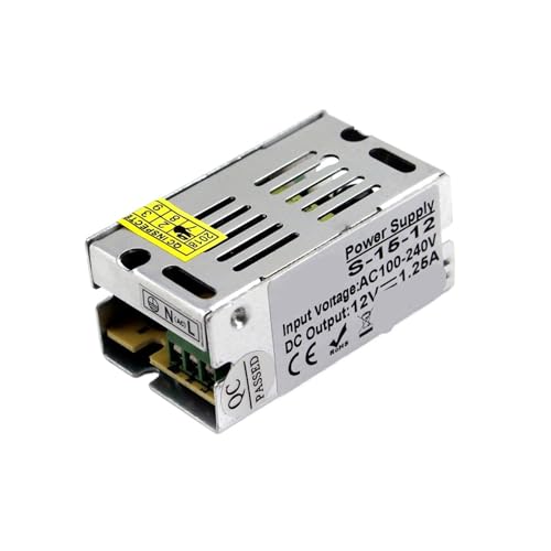 LEBMCBVTVV Schaltnetzteil Schaltnetzteil DC 12V 1,25A 15W for LED-Streifenlampentransformator 100-240V AC zu DC12V SMPS Universelles geregeltes Schaltnetzteil AC-DC-Wandl von LEBMCBVTVV