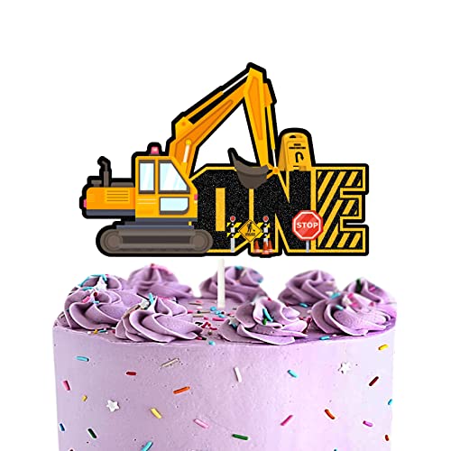 Excavators One Cake Topper, Construction Truck Schild Baby 1. Geburtstag Kuchendekoration – Fahrzeuge Baby erster Geburtstag Kuchendekoration von LECAKTO