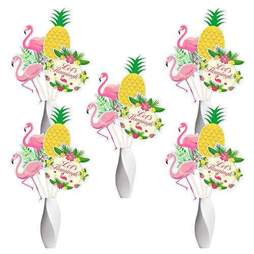 LECAKTO Let's Flamingle Tafelaufsatz – rosa Flamingo-Ananas-Schild – Flamingo-/Junggesellinnenabschied-Tischdekorationen – Brautparty-Tischaufsatz – 16 Stück von LECAKTO