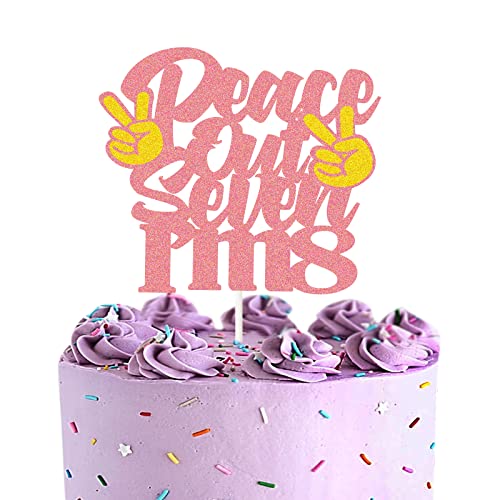 Peace Out Seven I'm 8 Cake Topper, Rose Glitzer - Happy 8th Birthday Party Supplies - Sweet 8 Year Old Birthday Anniversary Dekoration for Girls von LECAKTO