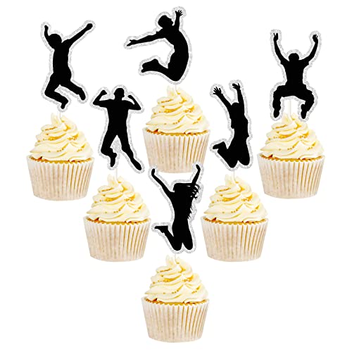 Trampolin-Cupcake-Topper, Trampolin-Sport-Mottoparty-Dekoration – Jump-Babyparty-Gastgeschenke – Let's Jump Hochzeits-Party-Dekorationen von LECAKTO