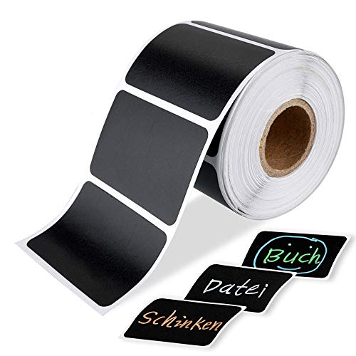 LECOKIT300 Stück Schwarz Tafel-Aufkleber (6x4cm) Wasserdichte Etiketten Selbstklebend für Küche Gewürzgläser,Scrapbooking, Ordner Geschenkaufkleber für Kinder und mehr von LECOKIT