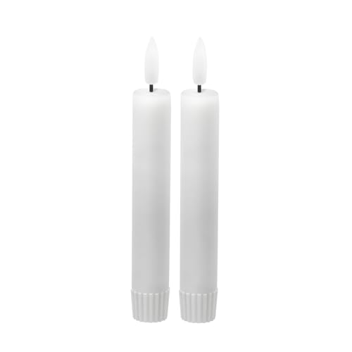 LED Universum - 2er Set LED Echtwachs Stabkerzen weiß 15cm warmweiß für 1 x AAA je Kerze (nicht enthalten) Tischdekoration für Hochzeit, Weihnachten, Feste, Partys (weiß 15cm - 2er Set) von LED Universum