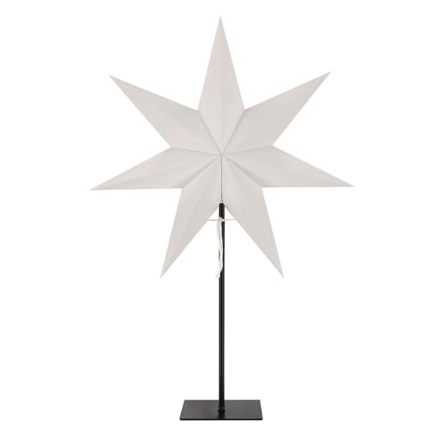 LED Universum - Papier Weihnachtsstern Tischleuchte Standstern weiß, schwarzer Metallfuß, Dekostern mit Kabelschalter, E14 Fassung, 75cm Höhe, 55cm Breite von LED Universum