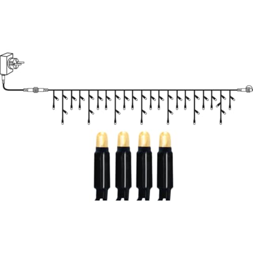 SYSTEM 24 Lichterketten-Modularsystem > START-Artikel > Eiszapfen-Lichtervorhang 3m x 0,4m, 49 LEDs warmweiß mit Netzteil 9,6 Watt, koppelbar bis 700 LEDs von LED Universum