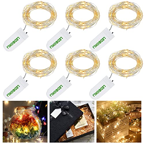 LEDBOKLI LED Lichterkette Innen, 1.2M 24 LEDs Lichterkette Außen Batterie, Wasserdichte, Warmweiß Mini Lichterketten Fairy Lights für Weihnachten, Terrasse, Garten, Hof, Party, Hochzeit, 6 Stück von LEDBOKLI