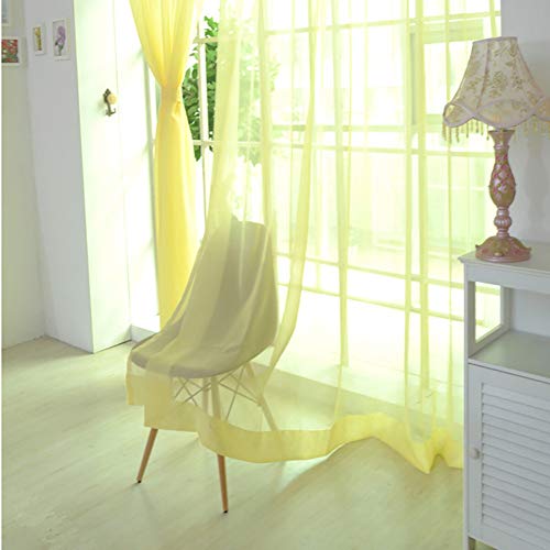 LEDDP Vorhang durchsichtig Vorhang weiß Sheer vorhänge Vorhänge Wohnzimmer Net vorhänge Wohnzimmer Energiesparende Privatsphäre Schutz net Vorhang 100X200,Yellow von LEDDP