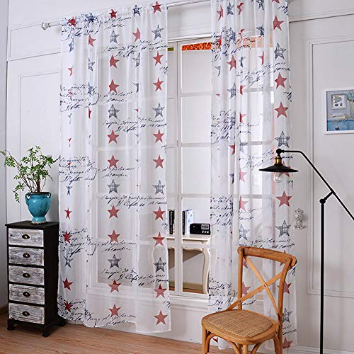 LEDDP gardine mit kräuselband fertiggardinen Sheer vorhänge für Windows Stern Sheer Vorhänge Woven net Vorhang Voile Vorhang Panel Moderne Voile Panels Pentagram Cotton,145X150 von LEDDP