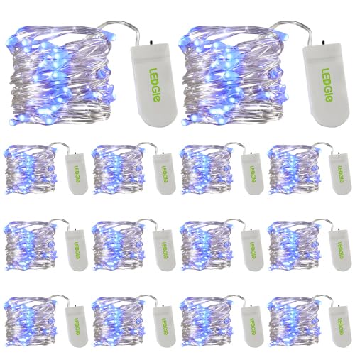 LEDGLE LED Batteriebetriebene Lichterketten, Wire Light 2m 20Leds Dekorationsleuchten für Schlafzimmer, Weihnachten, Partys, Hochzeit, Herzstück, Blau (14 Stück) von LEDGLE