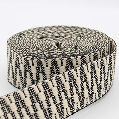 LEDUC 5 Meter Gurt Ethnic Zig Zag 38 mm Khaki/Ecru 326F von ACCESSOIRES LEDUC