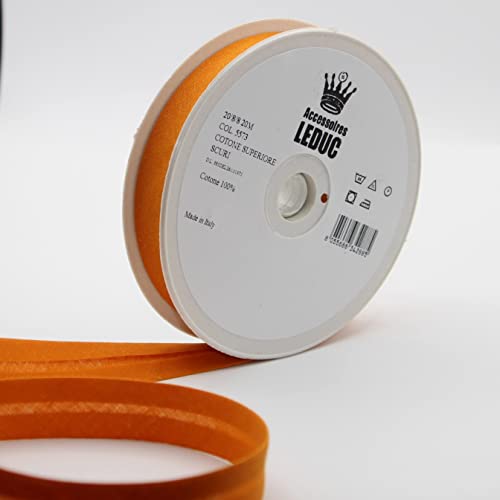 Leduc Schrägband, Baumwolle, 20 m, 30 Farben, für Doppelnähte, 8 + 20 + 8 mm, Qualität Italien, Orange 5573 von ACCESSOIRES LEDUC