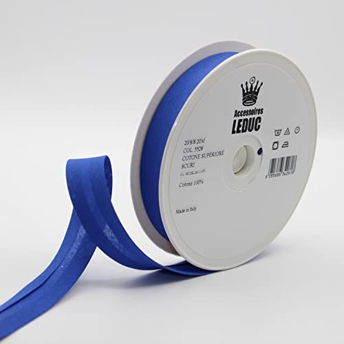 Leduc Schrägband, Baumwolle, 20 m, 30 Farben, für Doppelnähte, 8 + 20 + 8 mm, italienische Qualität, Royal Blue 5528 von ACCESSOIRES LEDUC