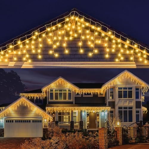 LEDYA Eisregen Lichterkette Außen, 14M 360 LED Lichterkette Weihnachten, Weihnachtsbeleuchtung Außen mit Timer 8 Modi, Memory-Funktion Wasserdicht Lichterkette für Terrasse Balkon Weihnachtsdeko von LEDYA