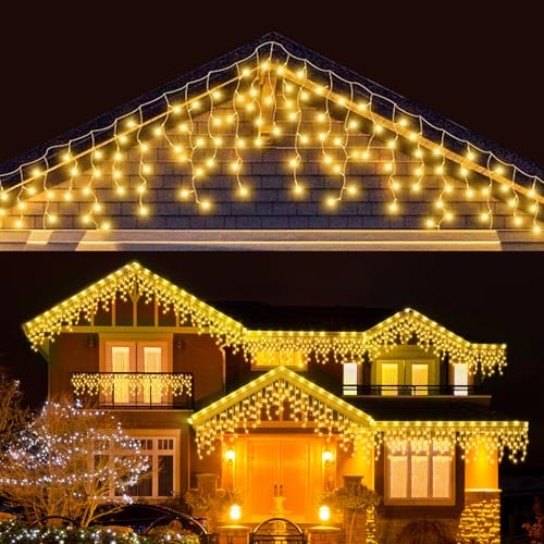 LEDYA Eisregen Lichterkette Außen, 17M 480 LED Lichterkette Weihnachten, Weihnachtsbeleuchtung Außen mit Timer 8 Modi, Memory-Funktion Wasserdicht Lichterkette für Terrasse Balkon Weihnachtsdeko von LEDYA