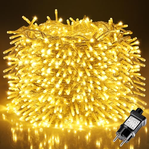 Lichterkette Aussen, LEDYA 30M 300 LED Lichterkette Strom Warmweiß mit 8 Modi und Speicherfunktion, Wasserdichte IP44 für Balkon, Garten, Geländer, Weihnachten, Innen, Außen Dekoration von LEDYA