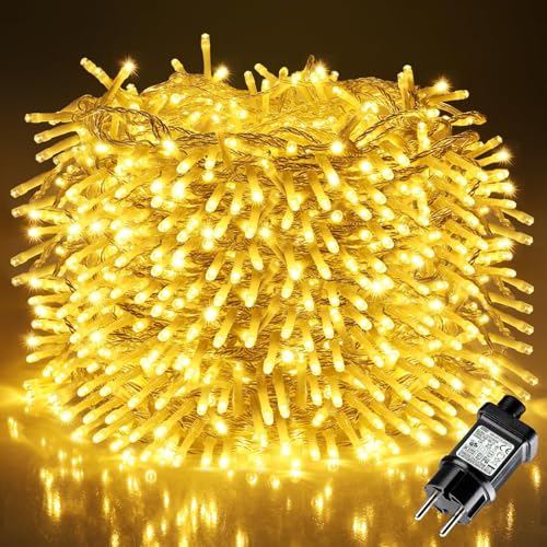 Lichterkette Weihnachten, LEDYA 20M 200 LED Lichterkette Strom Warmweiß mit 8 Modi und Speicherfunktion, Wasserdichte IP44 für Balkon, Garten, Geländer, Innen und Außen Dekoration von LEDYA