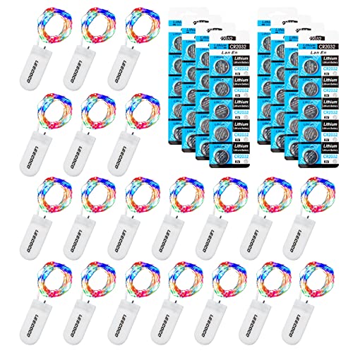 LEECOCO 20 Stück 2m Led lichterkette mit batterie，(zusätzlich 40 Batterien) Doppelte Akkulaufzeit,fur Weihnachten, Hochzeitsdekoration(20 Stück Mehrfarbig) von LEECOCO