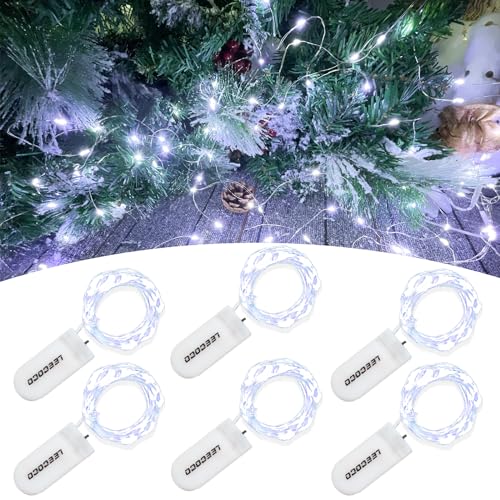 LEECOCO 6 Stück 2m 20 Led lichterkette mit batterie,fur Weihnachten, Hochzeitsdekoration (6 Stück Kaltweiß) von LEECOCO