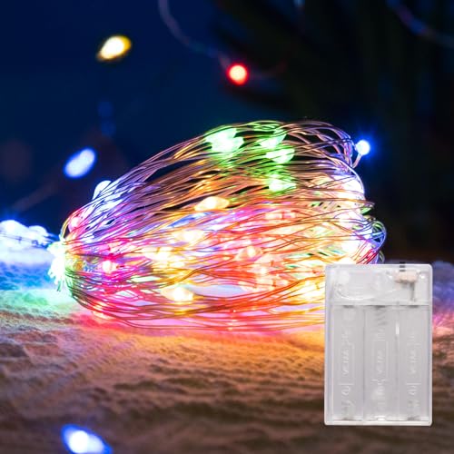 LEECOCO Lichterkette Batterie, Micro LED Lichterkette AA Batterie betrieb für Weihnachten, Schlafzimmer, Party, Hochzeit,Halloween Deko (Mehrfarbig, 10m) von LEECOCO