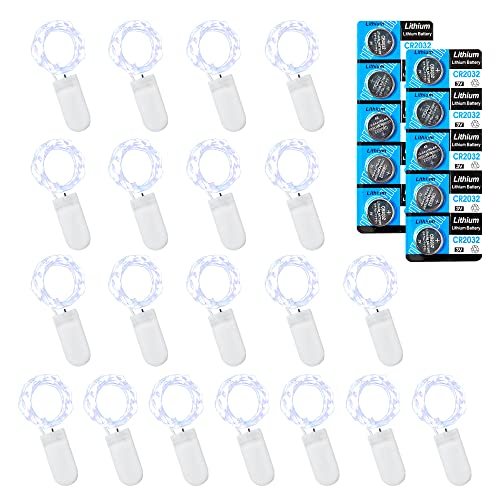 LEECOCO lichterkette batterie 1m, Kaltweiß Licht Batterie Licht Kette，für Weihnachten, Party, Hochzeitsdekoration (20 Pack 1M 10 LEDs, Kaltweiß) von LEECOCO